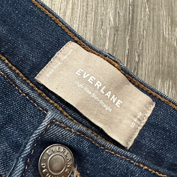 Everlane high rise slim straight jeans 30 ankle blue denim button fly casual - Picture 5 of 9